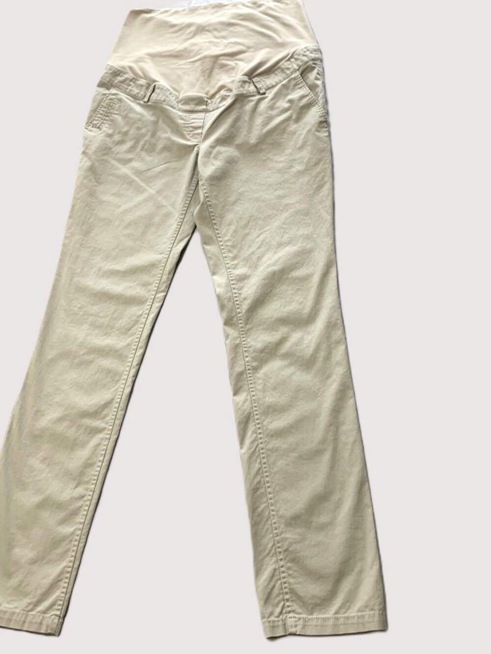 H&M Mama Maternity Women Khakis Pants Beige Straight Leg Size 14